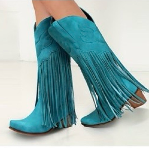Shoes - 🆕Fringe Turquoise Women’s Western Boots. Size 9. NWT.